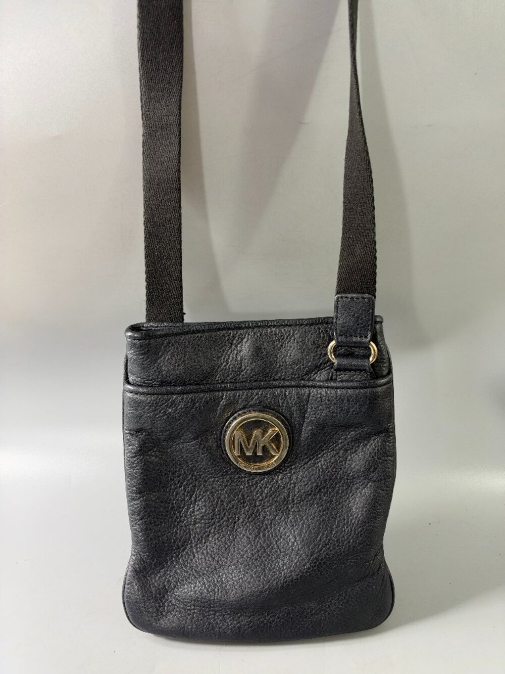 Michael Michael Kors Black Pebbled Leather North South Crossbody Bag